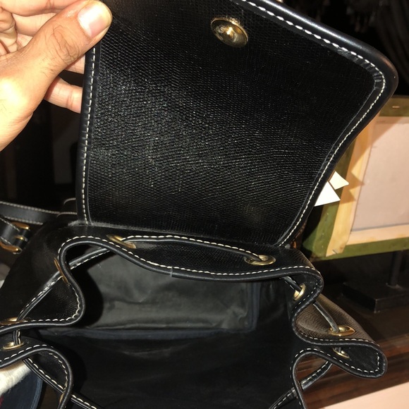 NWT LANCEL Paris Black Lizard Leather Backpack Made in France - Picture 13 of 17